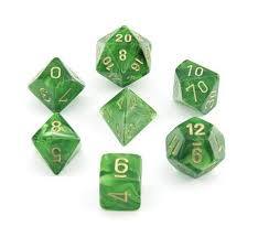 Vortex Green / Gold 7 Dice Set - CHX27435